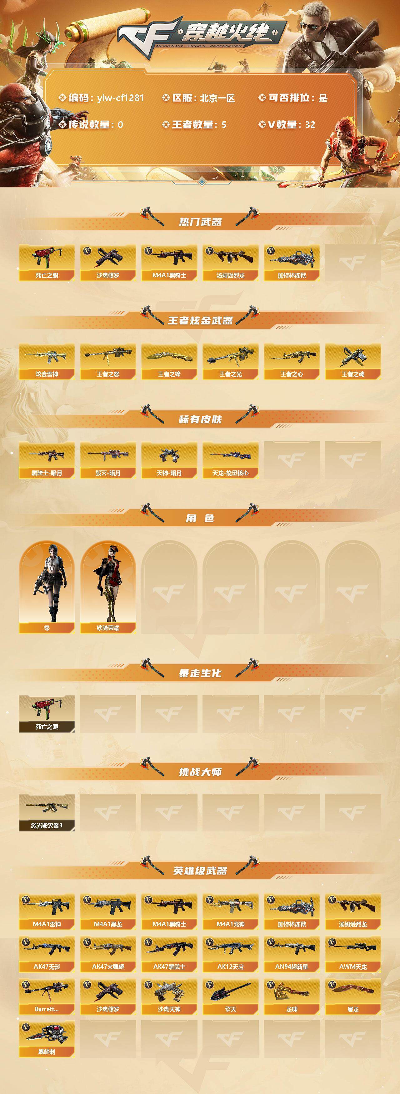 CFLX320254穿越火线账号详情图2