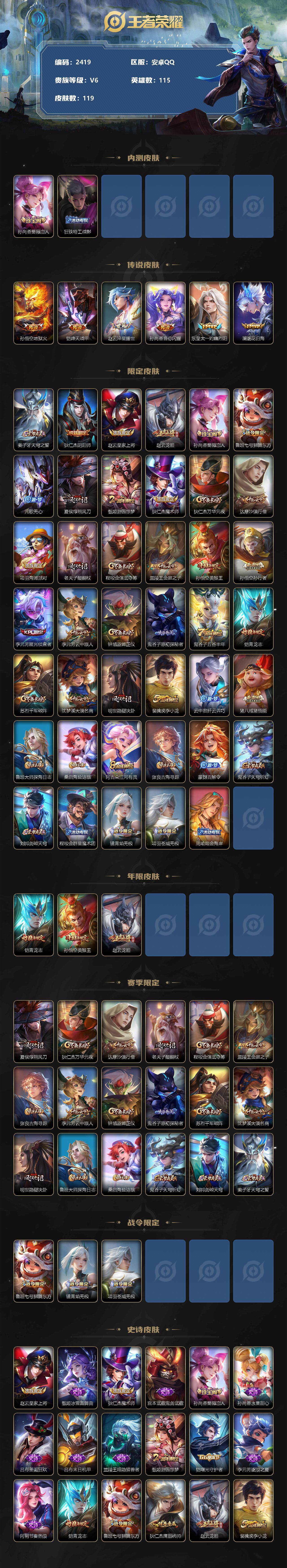 WZJZ3206263王者荣耀账号详情图2 WZJZ3206263王者荣耀账号详情图2