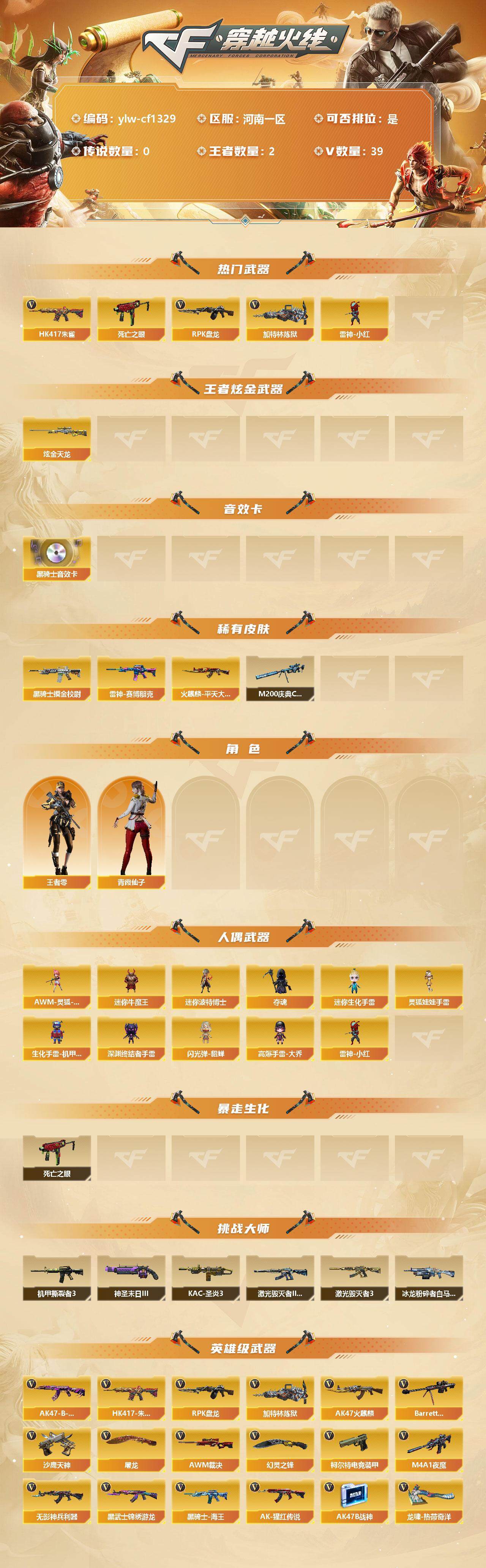 CFLX320358穿越火线账号详情图2 CFLX320358穿越火线账号详情图2