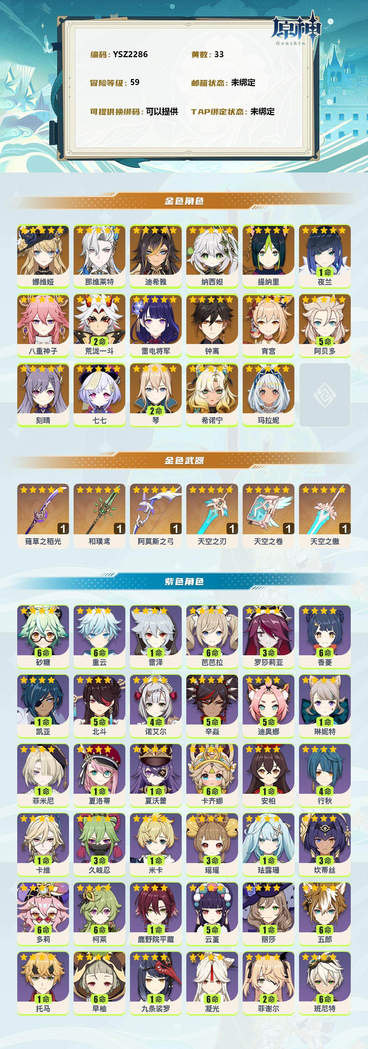 YSEY38162原神账号详情图2 YSEY38162原神账号详情图2