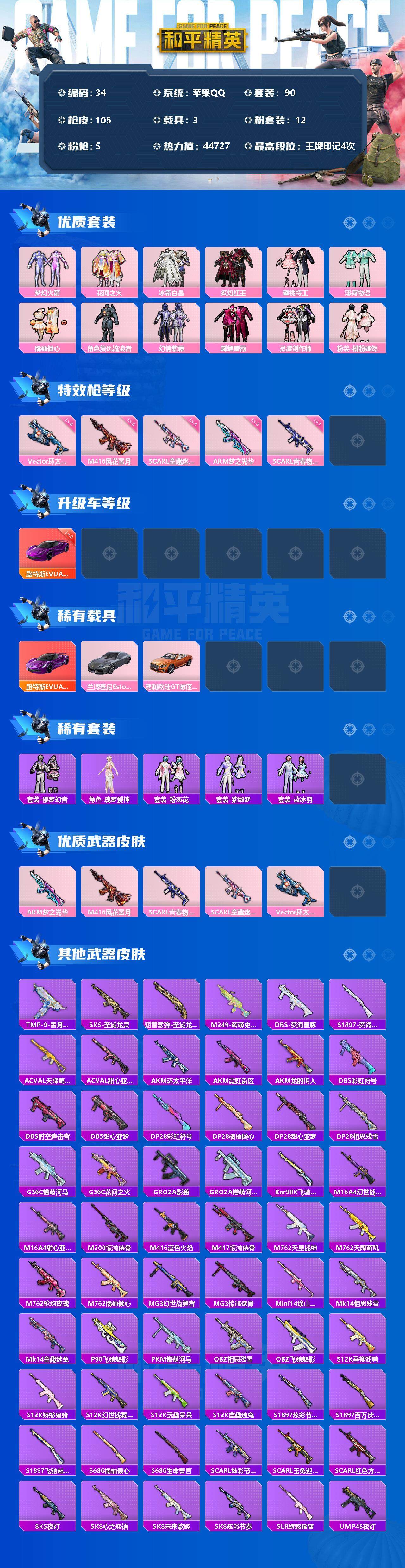 HPLFY3301626和平精英账号详情图2