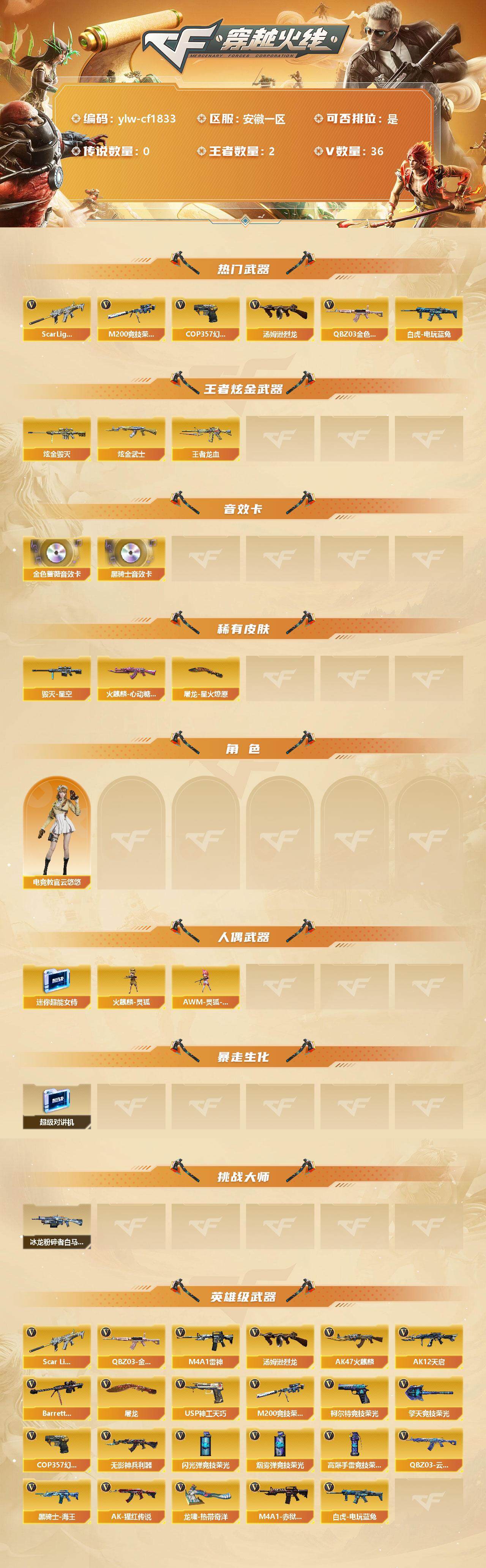 CFLX322184穿越火线账号详情图2 CFLX322184穿越火线账号详情图2