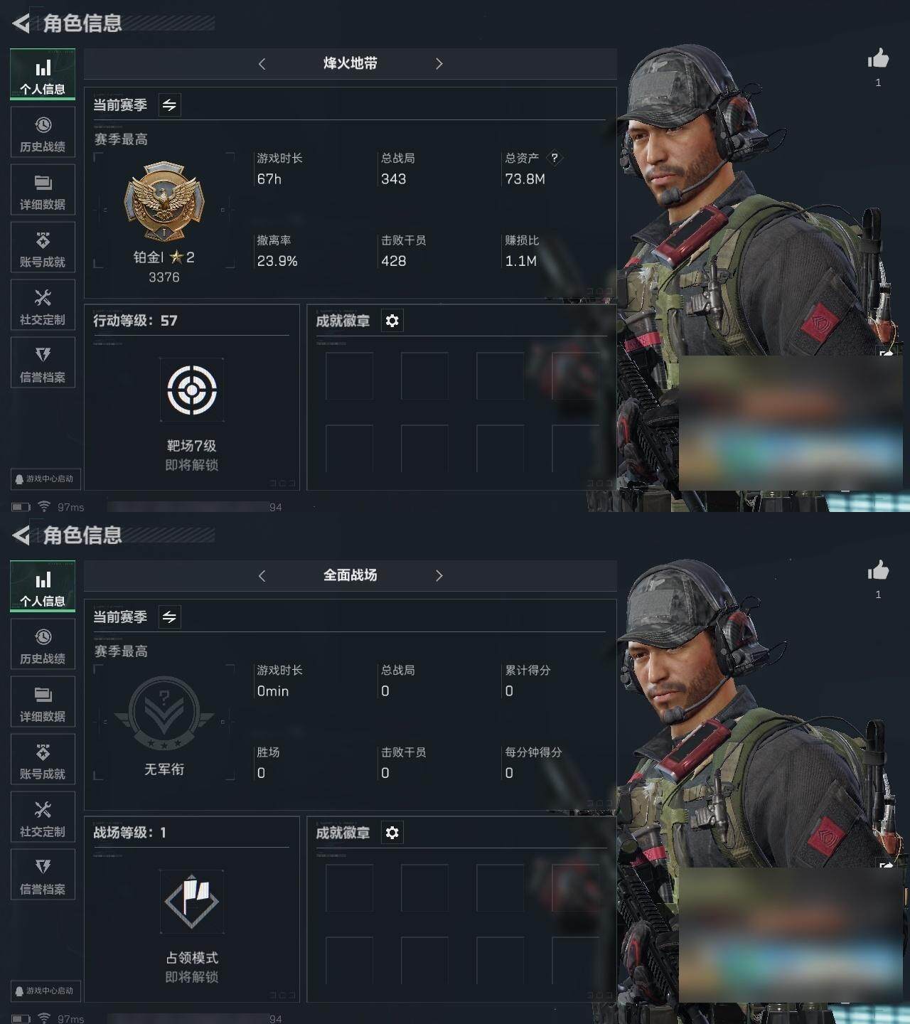 三角洲行动账号QQ总资产：73.8M, 哈夫币：42992K ;总资产(M)：73M/哈夫币(K)：42992K/哈夫