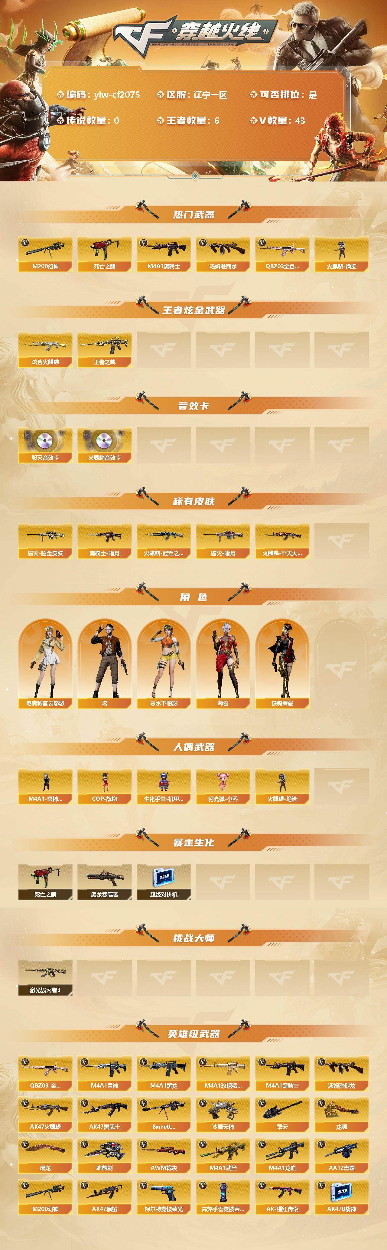 CFLX328377穿越火线账号详情图2