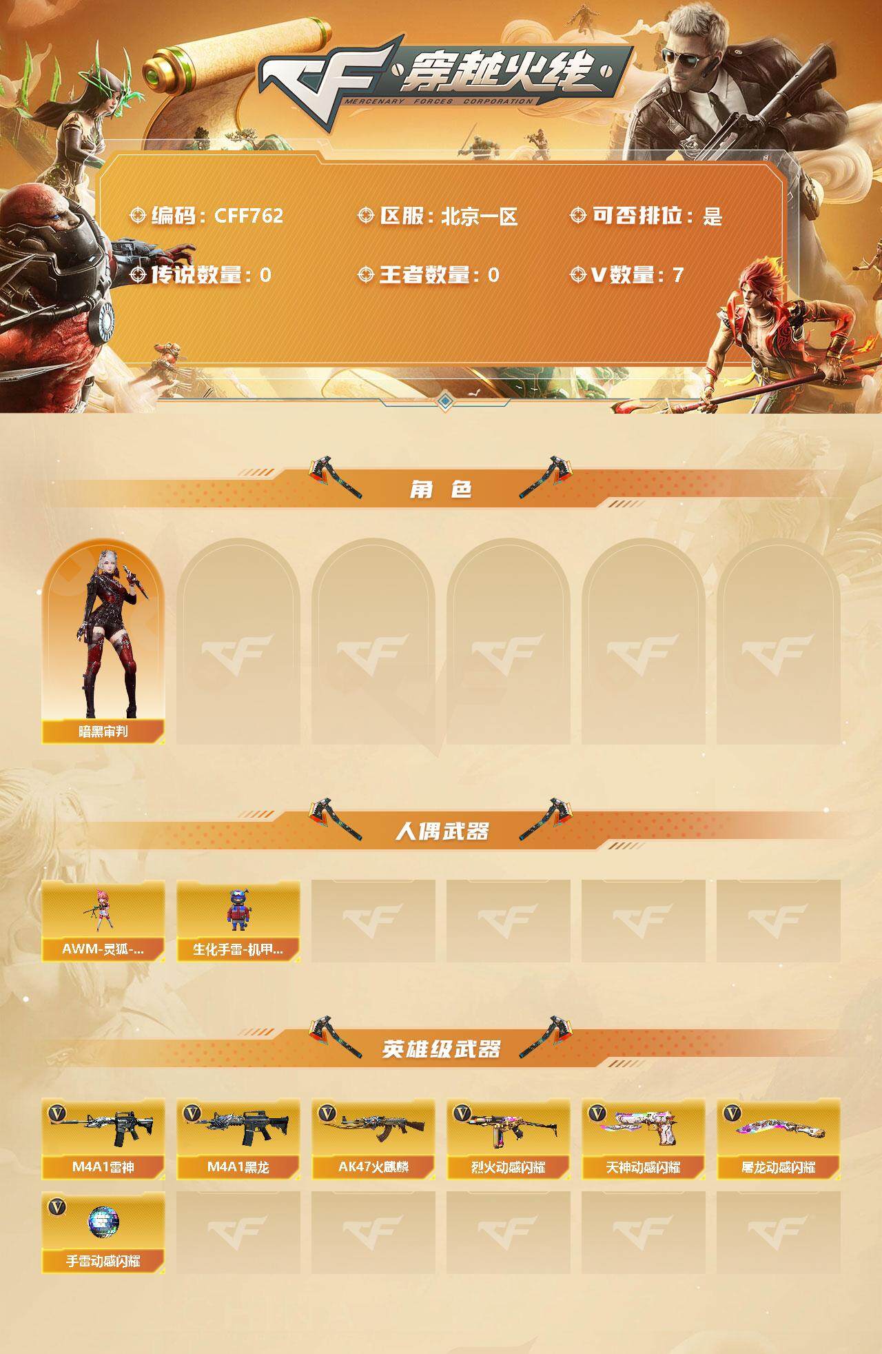 CFEY326222穿越火线账号详情图2 CFEY326222穿越火线账号详情图2
