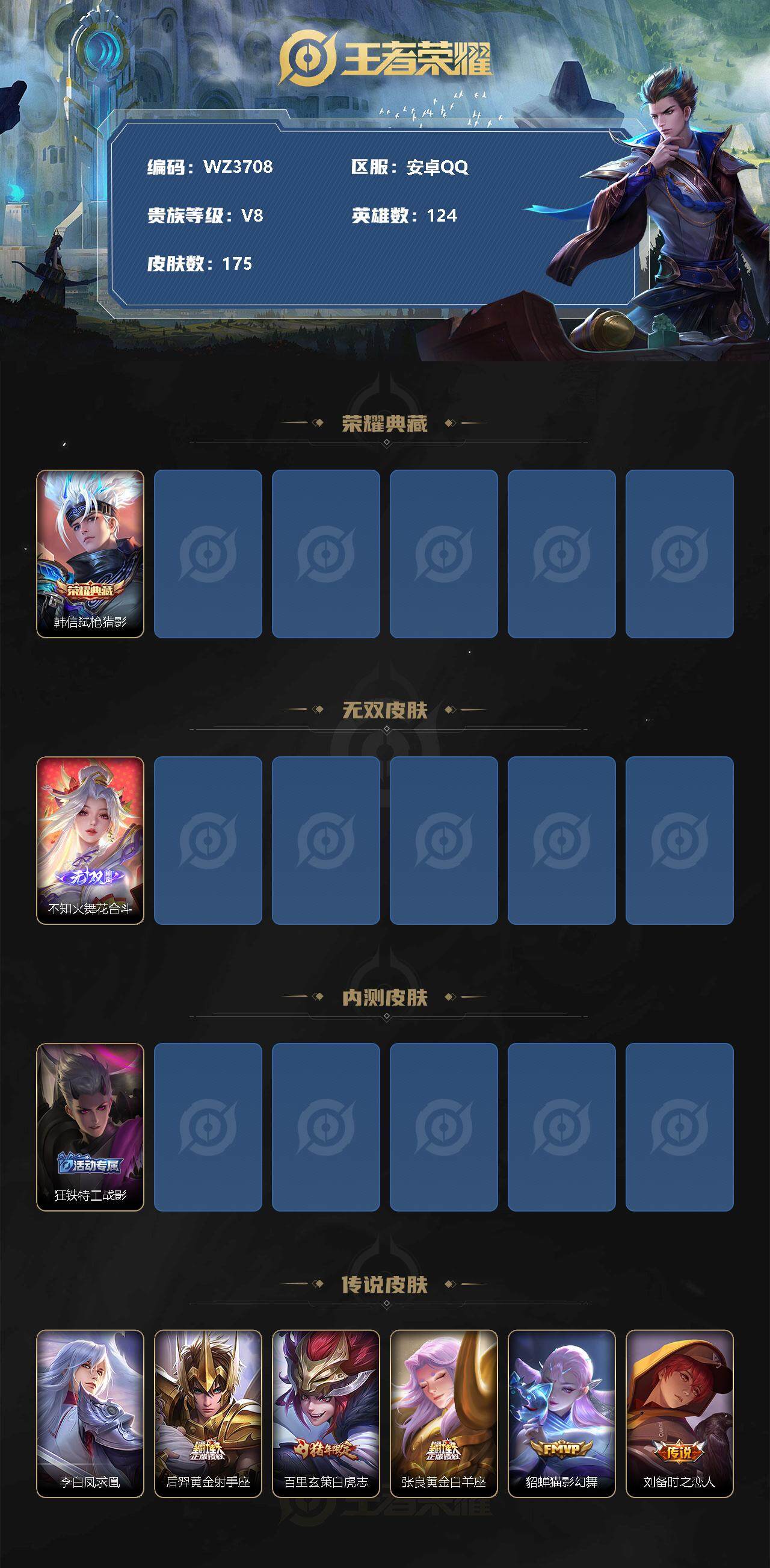 WZXS3256781王者荣耀账号详情图2 WZXS3256781王者荣耀账号详情图2