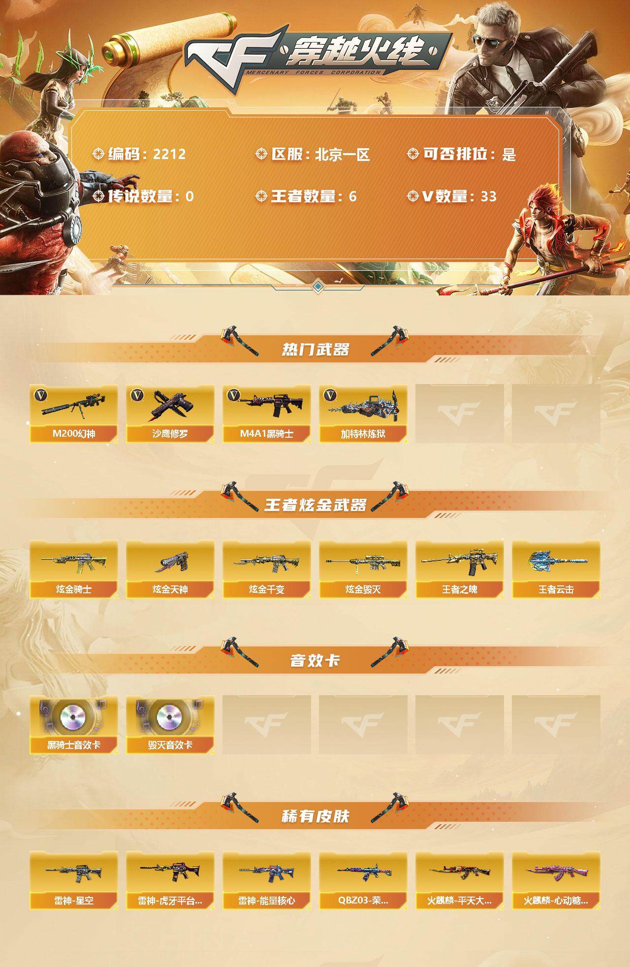 CFFHW326651穿越火线账号详情图2