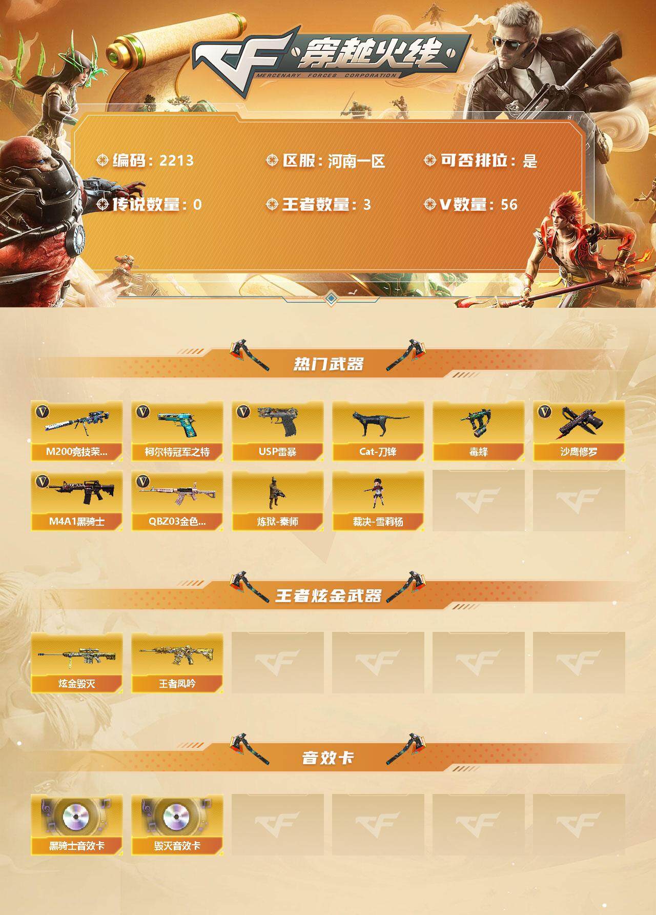 CFFHW326666穿越火线账号详情图2 CFFHW326666穿越火线账号详情图2