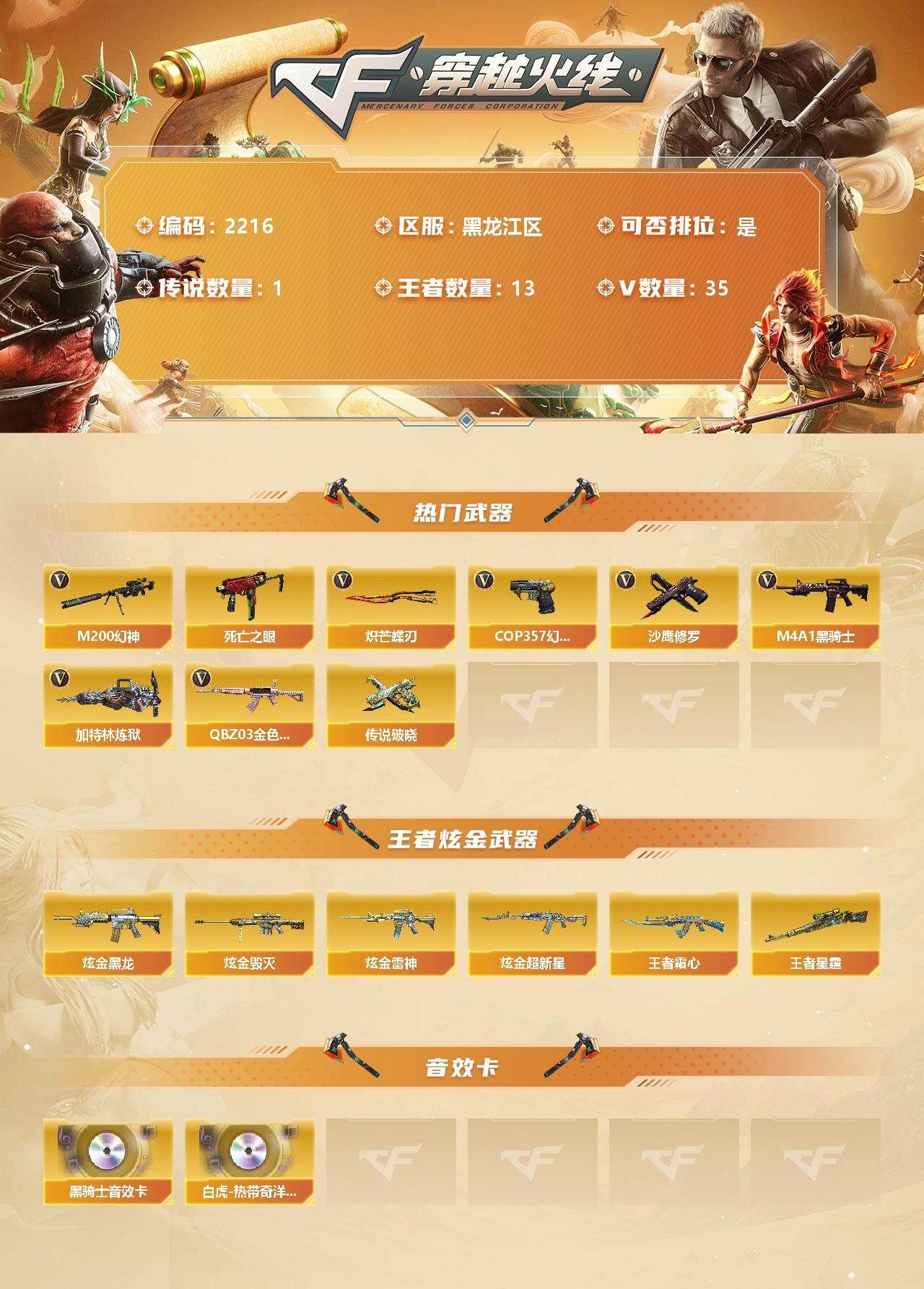 CFFHW326655穿越火线账号详情图2 CFFHW326655穿越火线账号详情图2