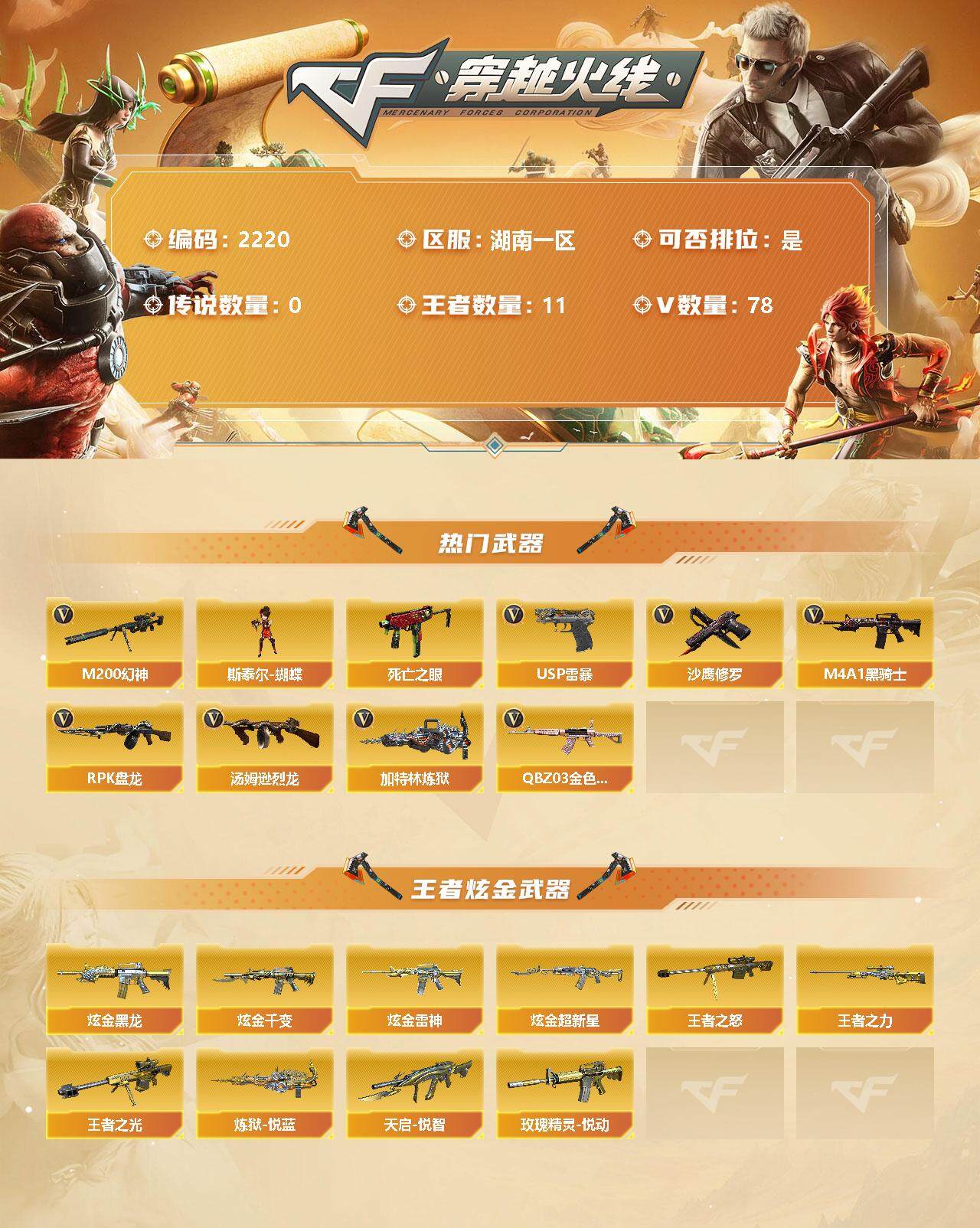 CFLX326676穿越火线账号详情图2 CFLX326676穿越火线账号详情图2