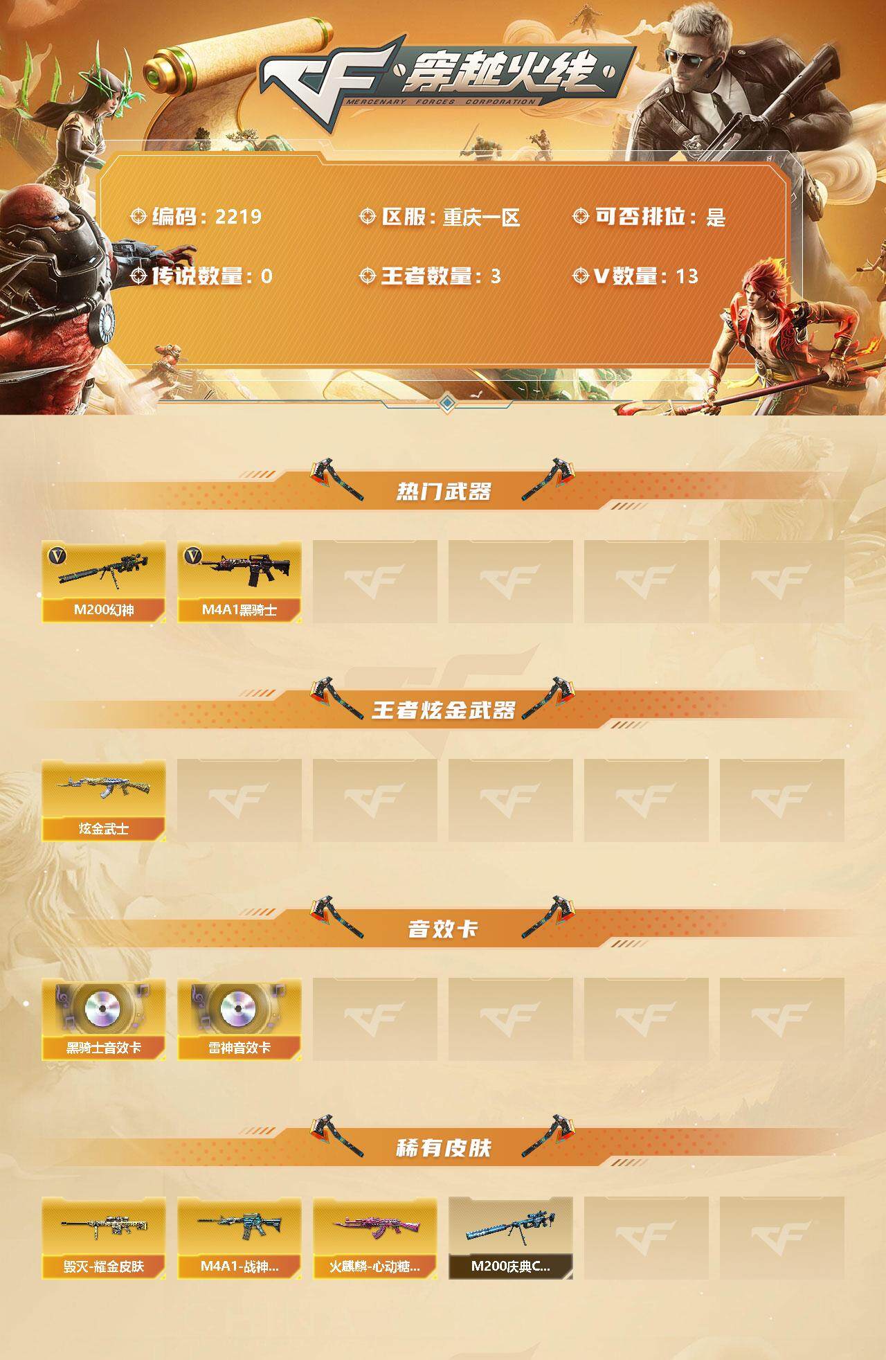CFFHW326823穿越火线账号详情图2 CFFHW326823穿越火线账号详情图2