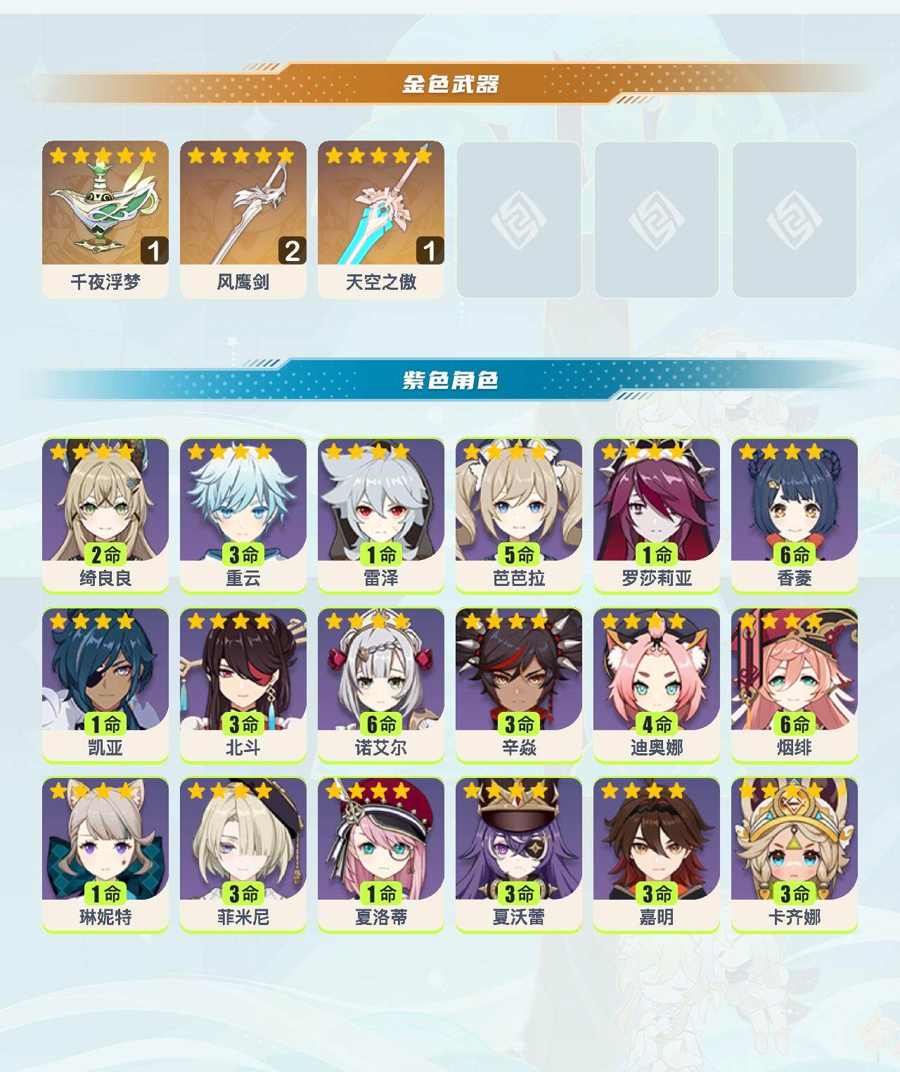 YSEY310854原神账号详情图3 YSEY310854原神账号详情图3