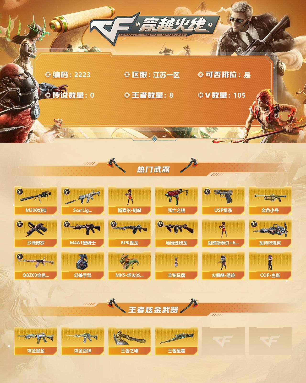 CFLX326844穿越火线账号详情图2 CFLX326844穿越火线账号详情图2