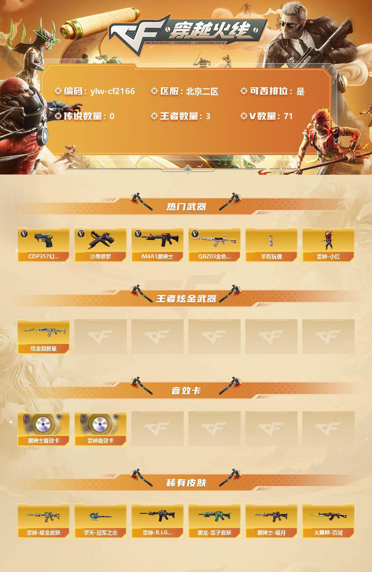 CFLX328403穿越火线账号详情图2 CFLX328403穿越火线账号详情图2