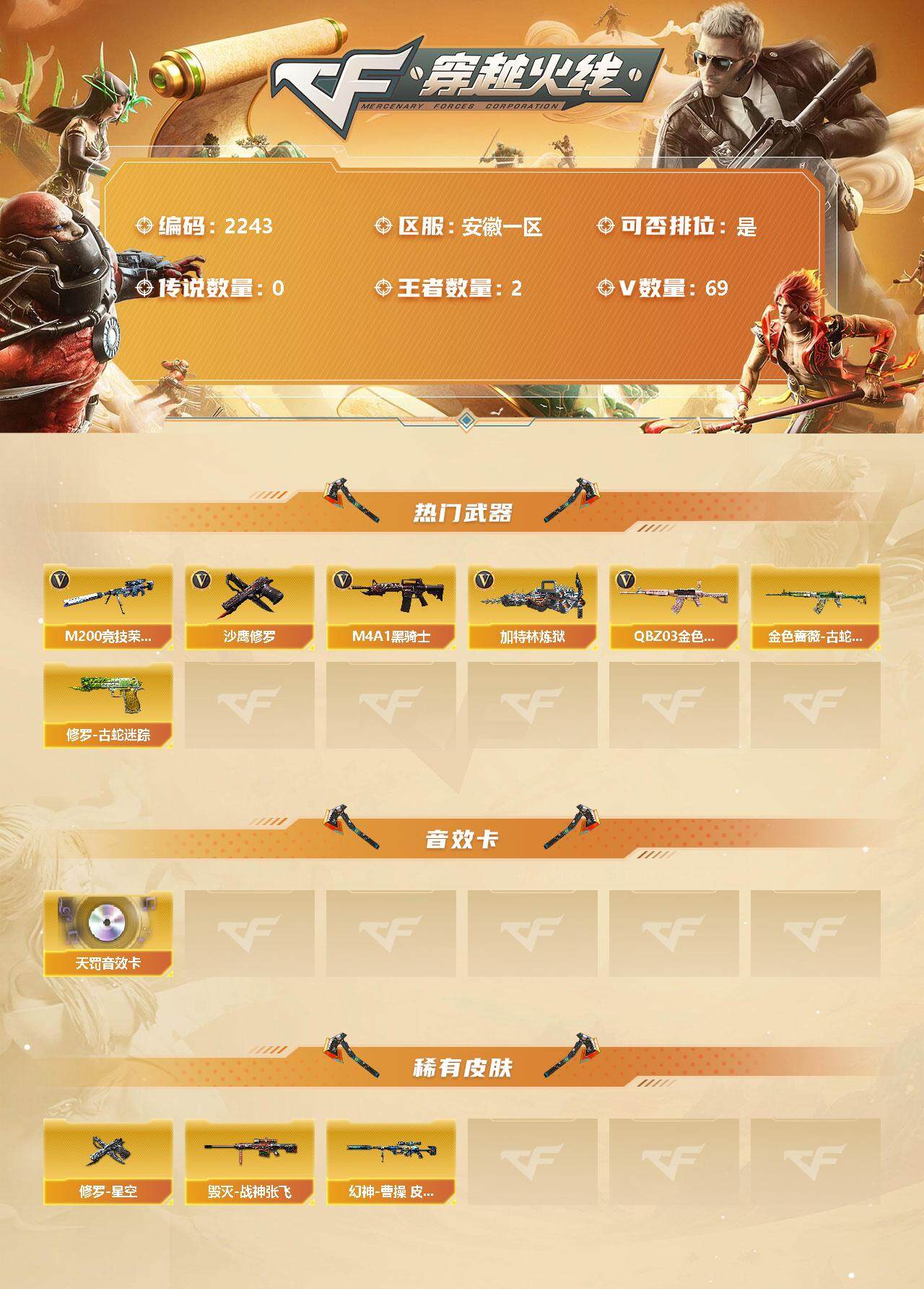 CFLX327609穿越火线账号详情图2 CFLX327609穿越火线账号详情图2