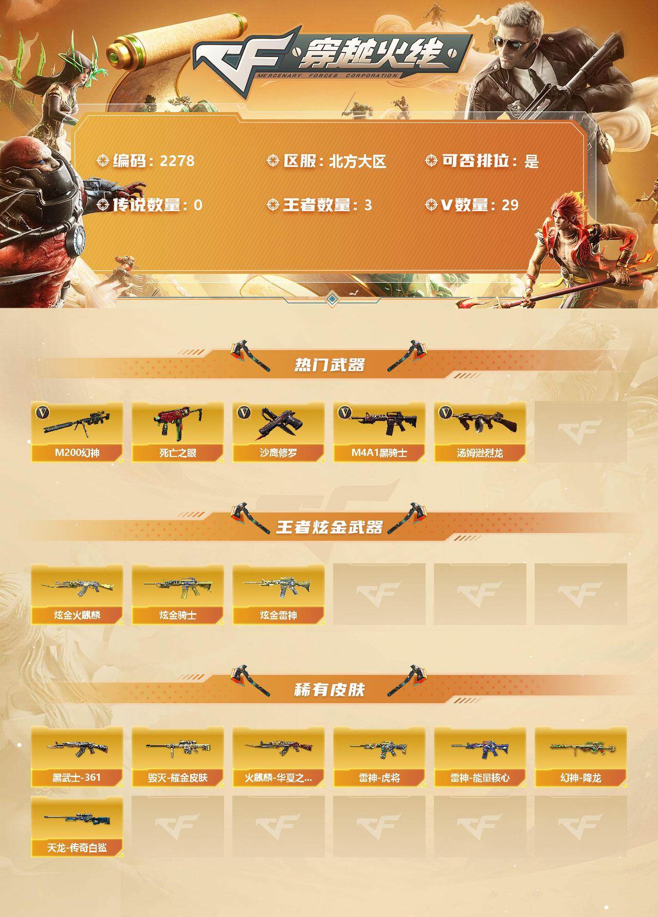 CFFHW328170穿越火线账号详情图2 CFFHW328170穿越火线账号详情图2