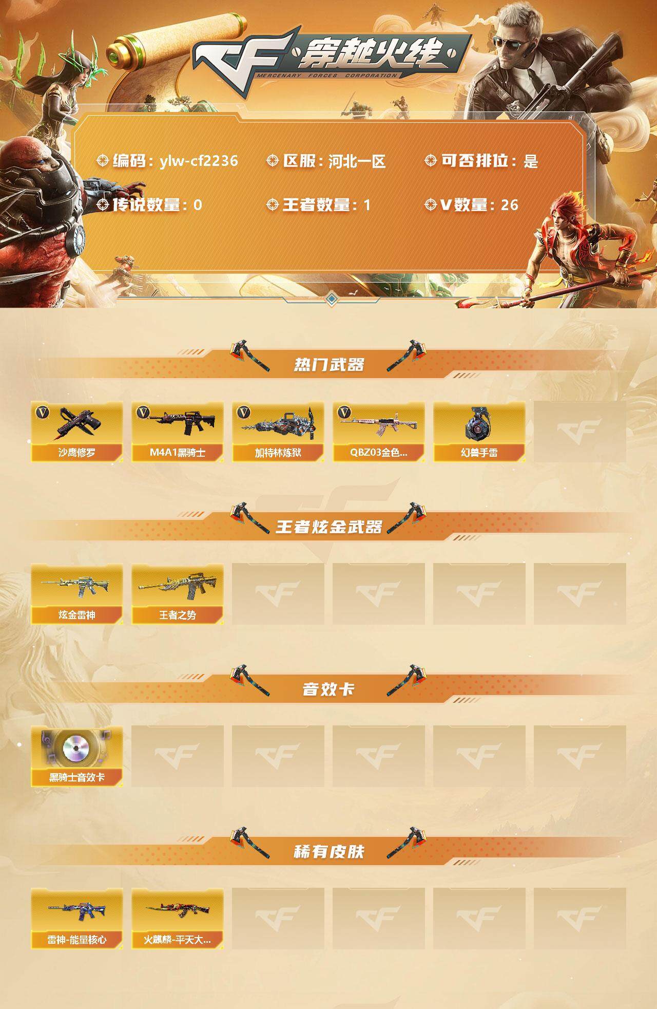 CFLX328570穿越火线账号详情图2