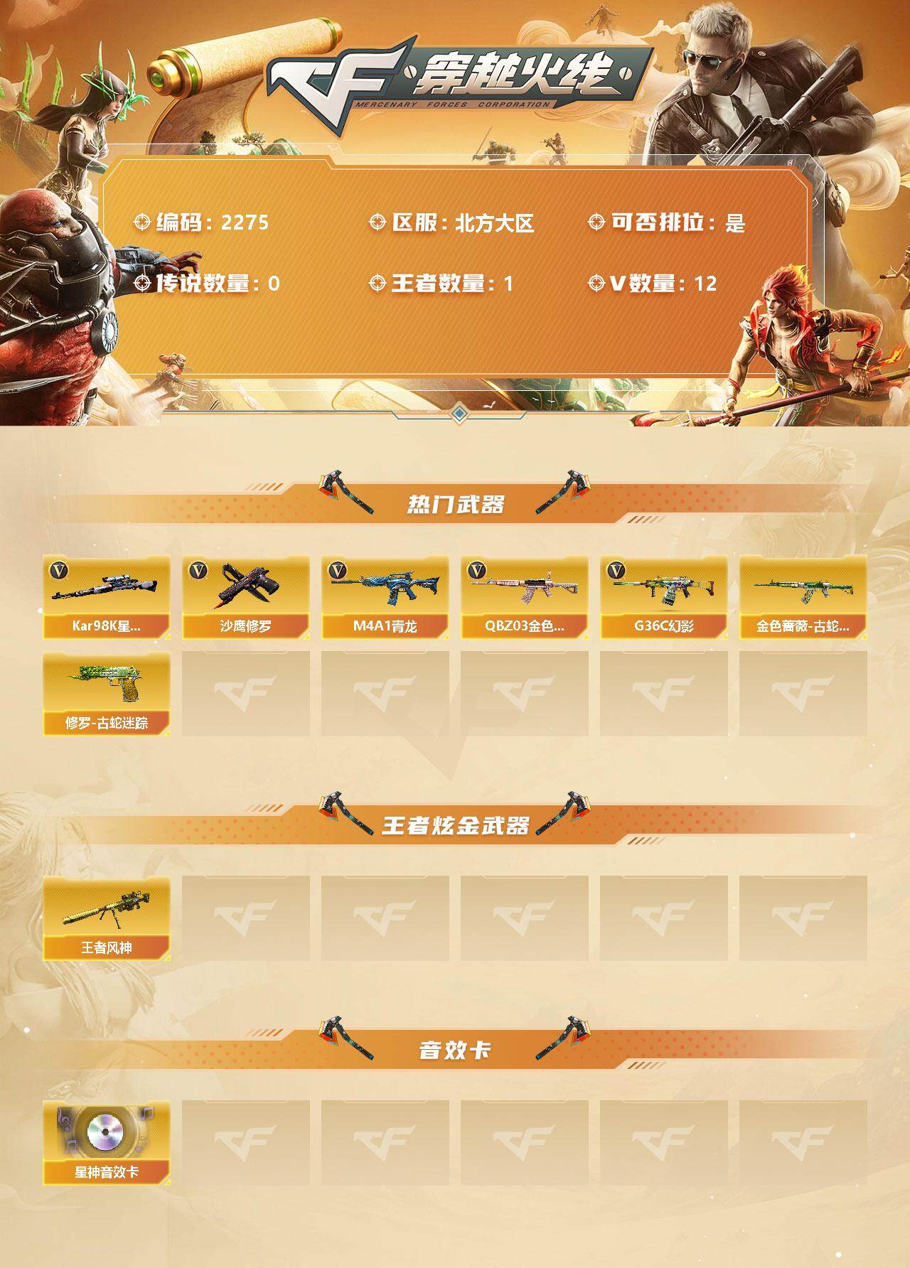 CFLX333765穿越火线账号详情图2