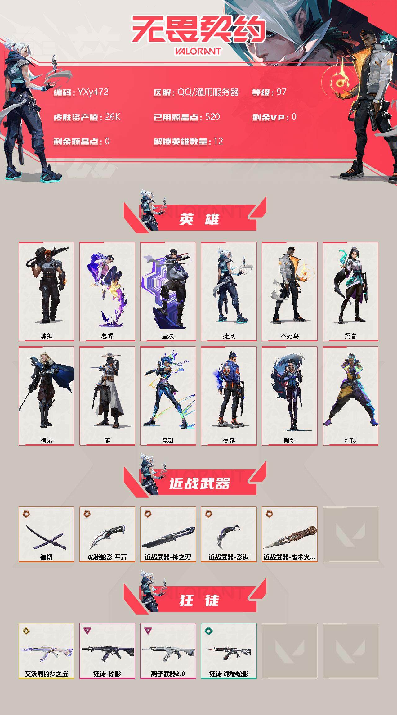 WWQYXS312170无畏契约账号详情图2 WWQYXS312170无畏契约账号详情图2