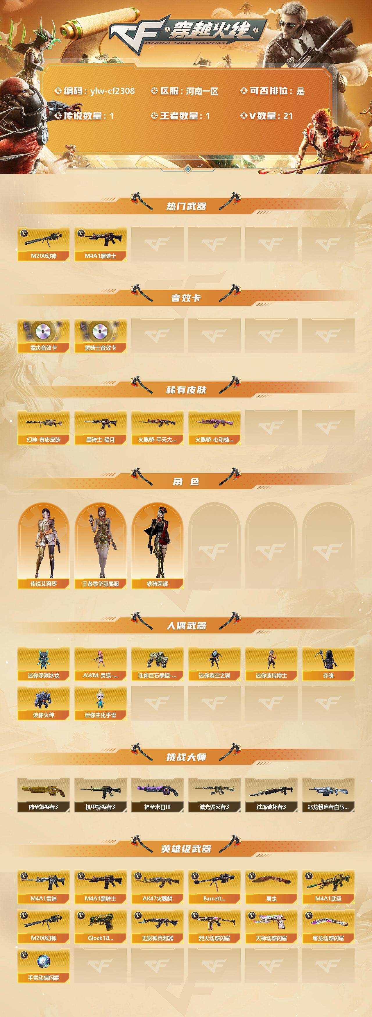 CFLX328868穿越火线账号详情图2 CFLX328868穿越火线账号详情图2