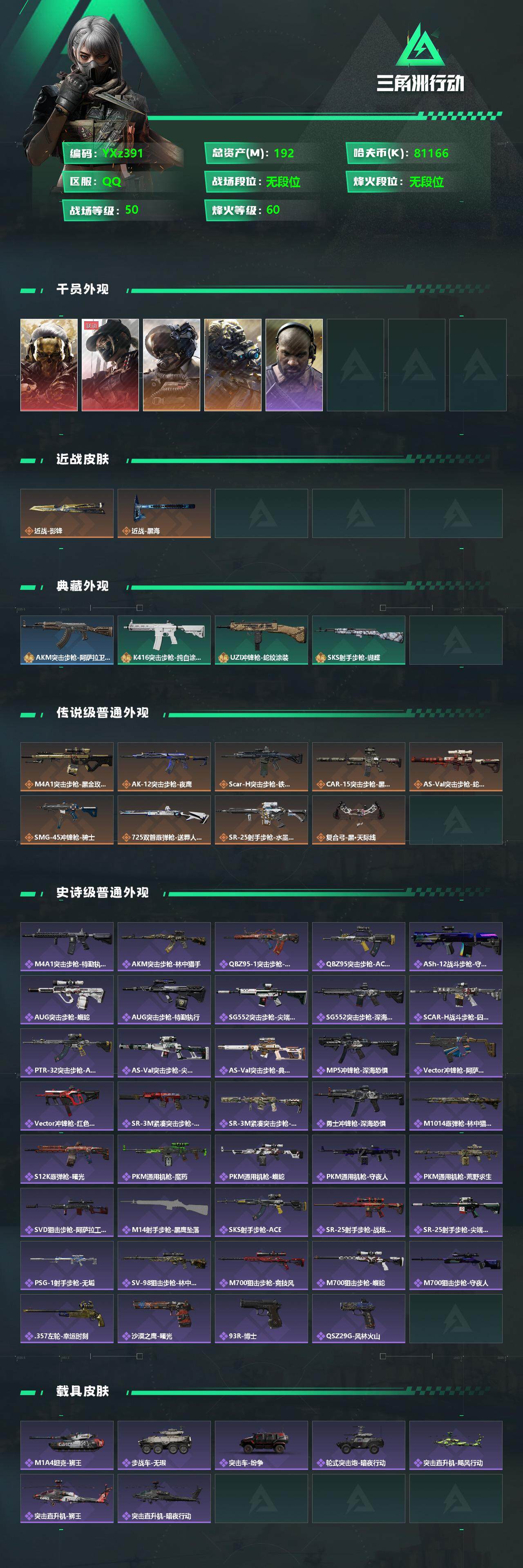 SJZYXS330490三角洲行动账号详情图2 SJZYXS330490三角洲行动账号详情图2
