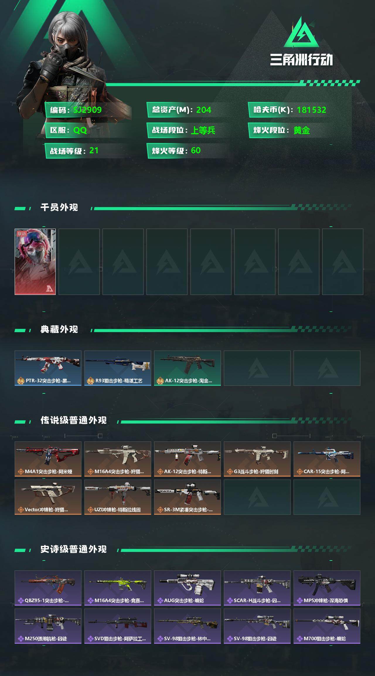 SJZEY332581三角洲行动账号详情图2