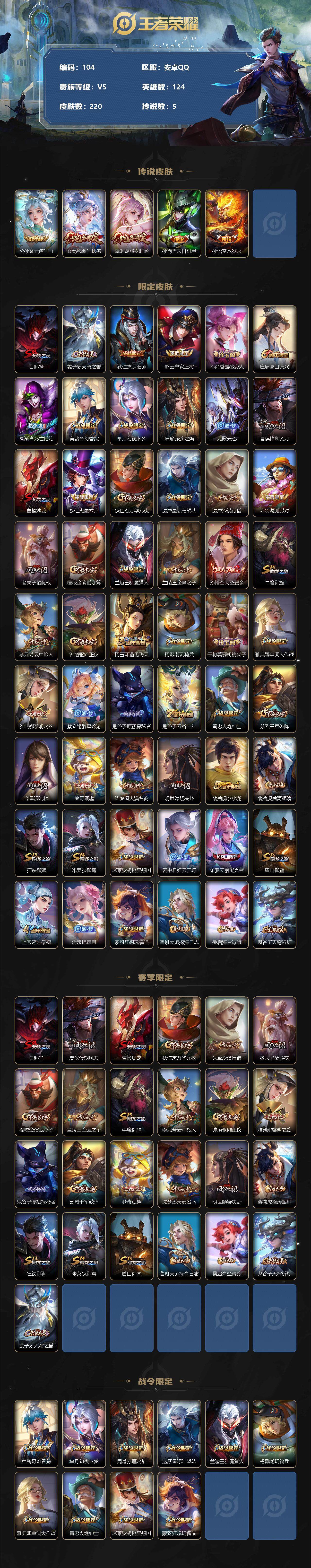 WZLX3330553王者荣耀账号详情图2 WZLX3330553王者荣耀账号详情图2