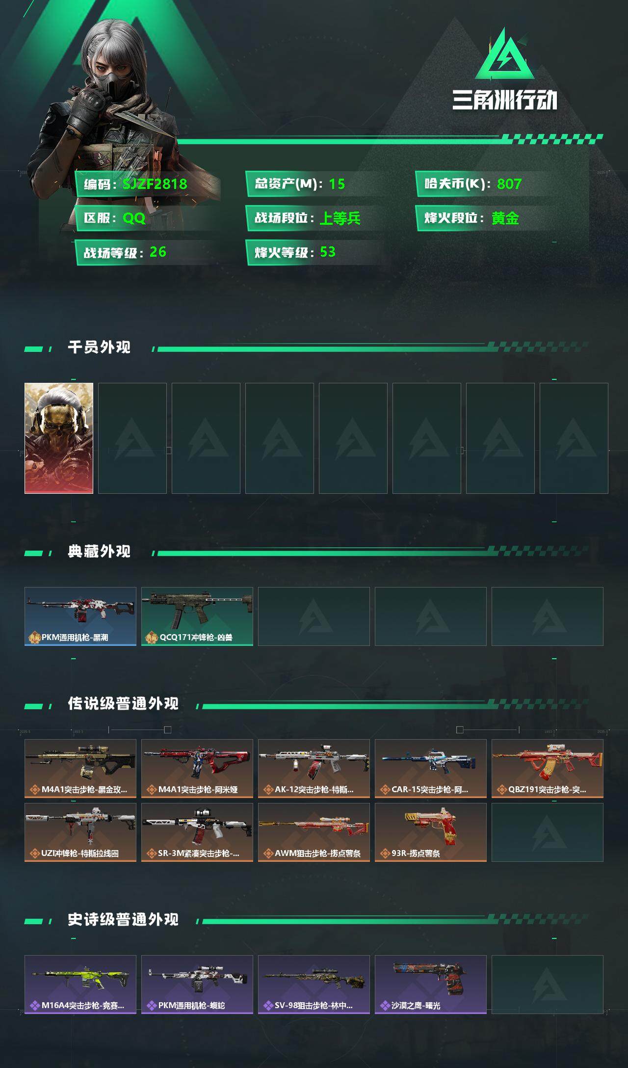 SJZEY333785三角洲行动账号详情图2