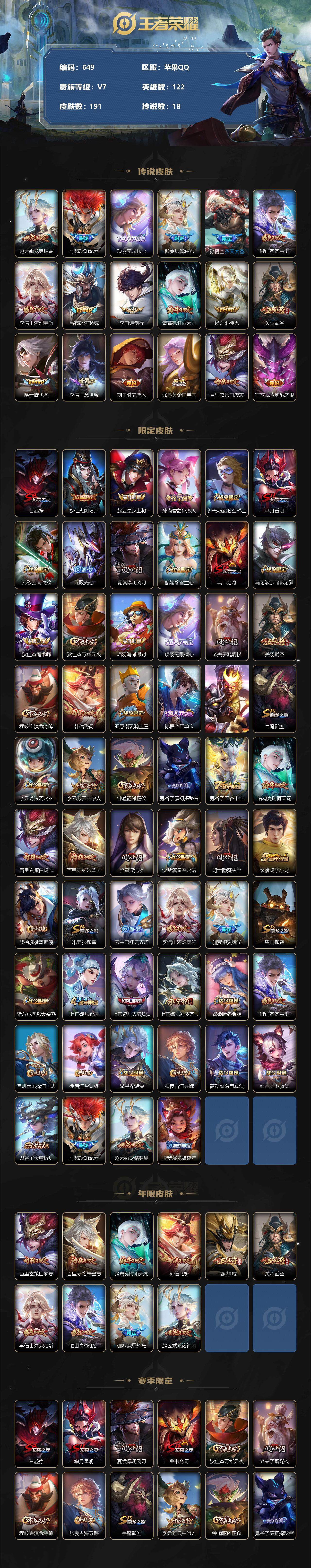 WZLFY3309009王者荣耀账号详情图2