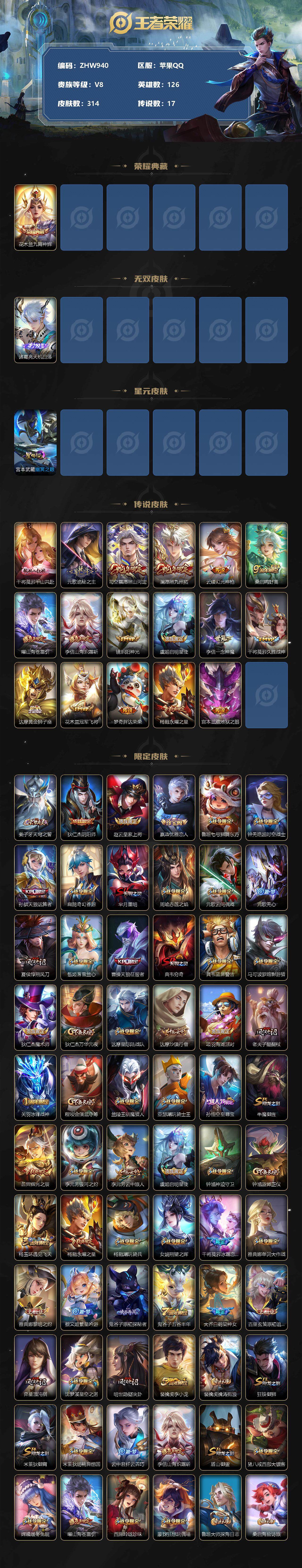 WZLX3345015王者荣耀账号详情图2 WZLX3345015王者荣耀账号详情图2