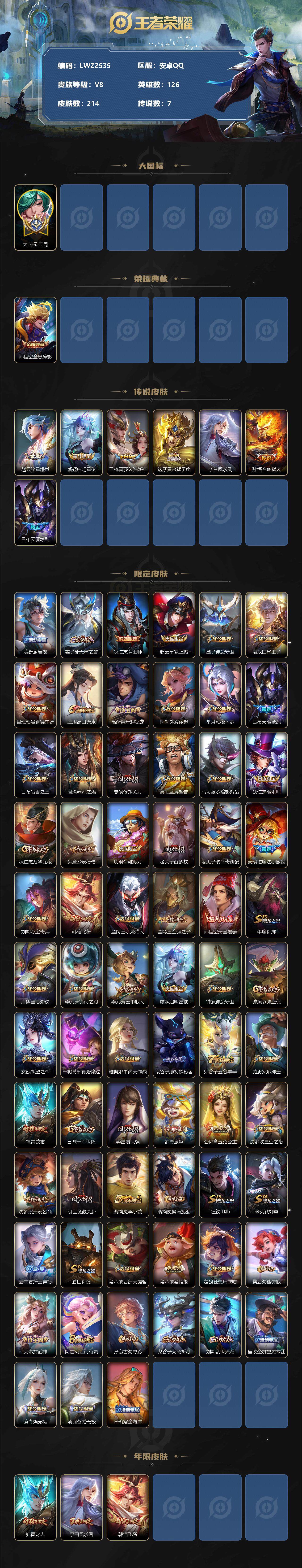 WZLX3350321王者荣耀账号详情图2 WZLX3350321王者荣耀账号详情图2