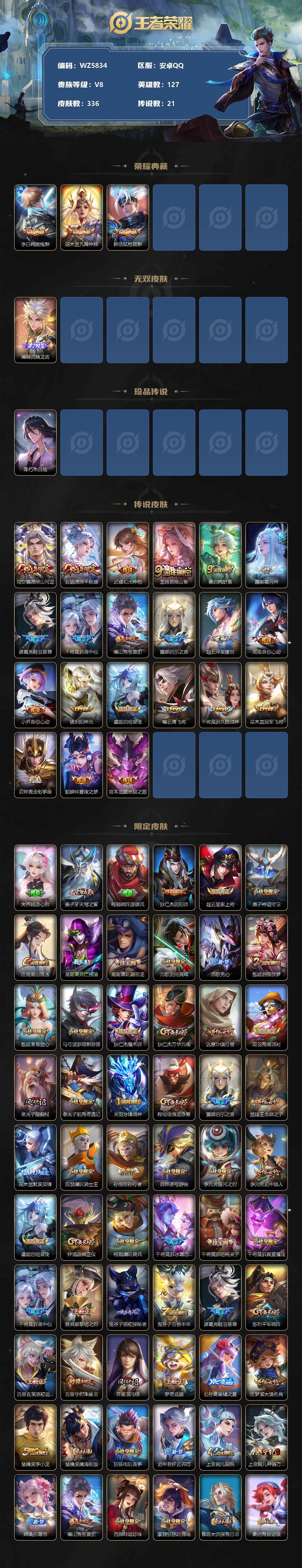 WZXS3385268王者荣耀账号详情图2 WZXS3385268王者荣耀账号详情图2