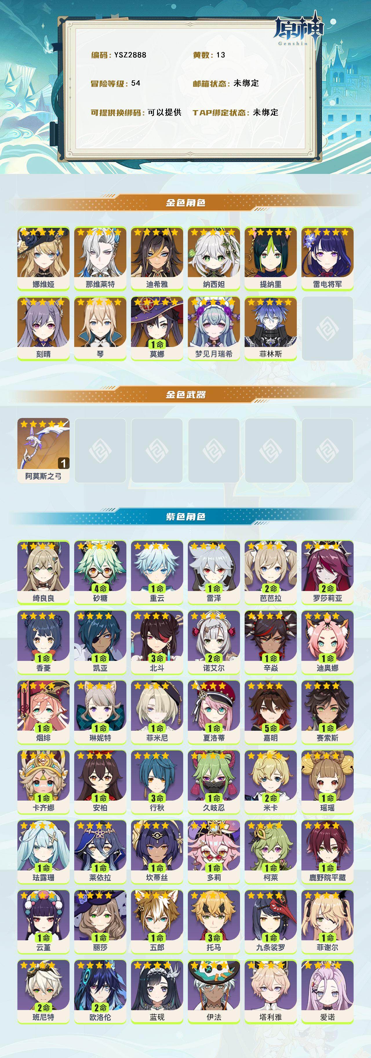 YSEY314654原神账号详情图2