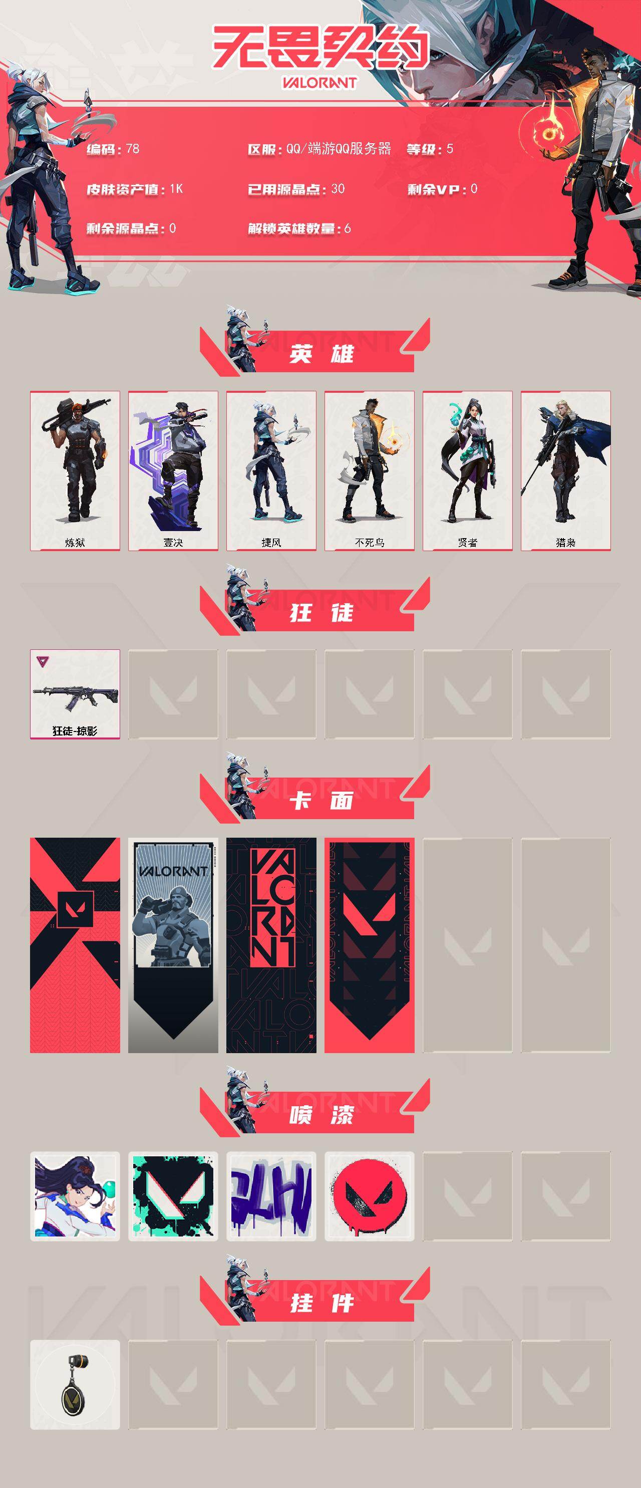 WWQLX430001无畏契约账号详情图2