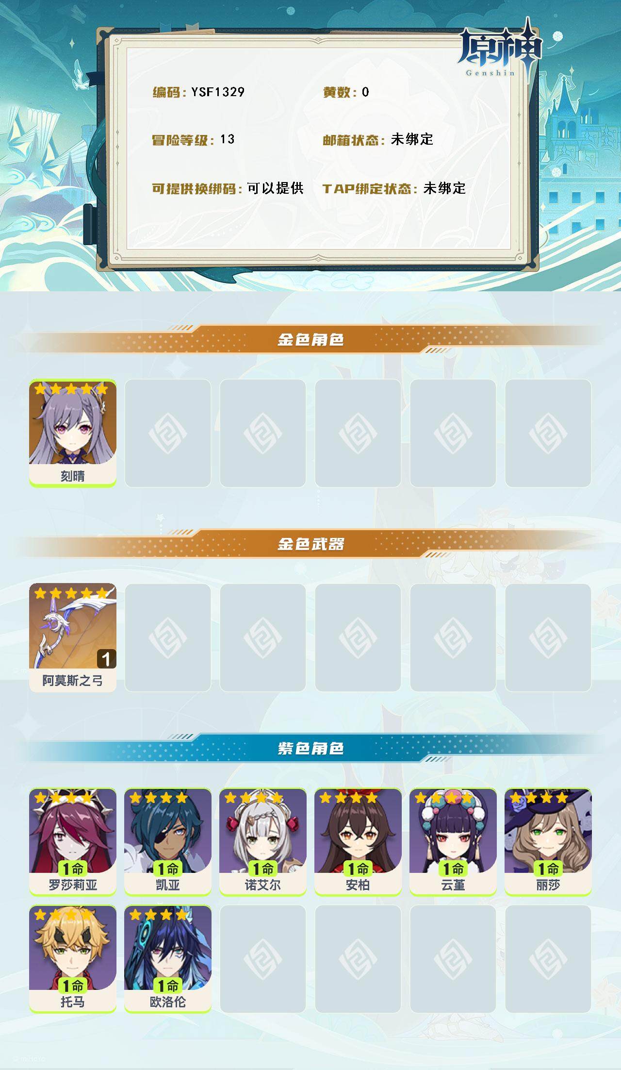 YSEY315235原神账号详情图2 YSEY315235原神账号详情图2