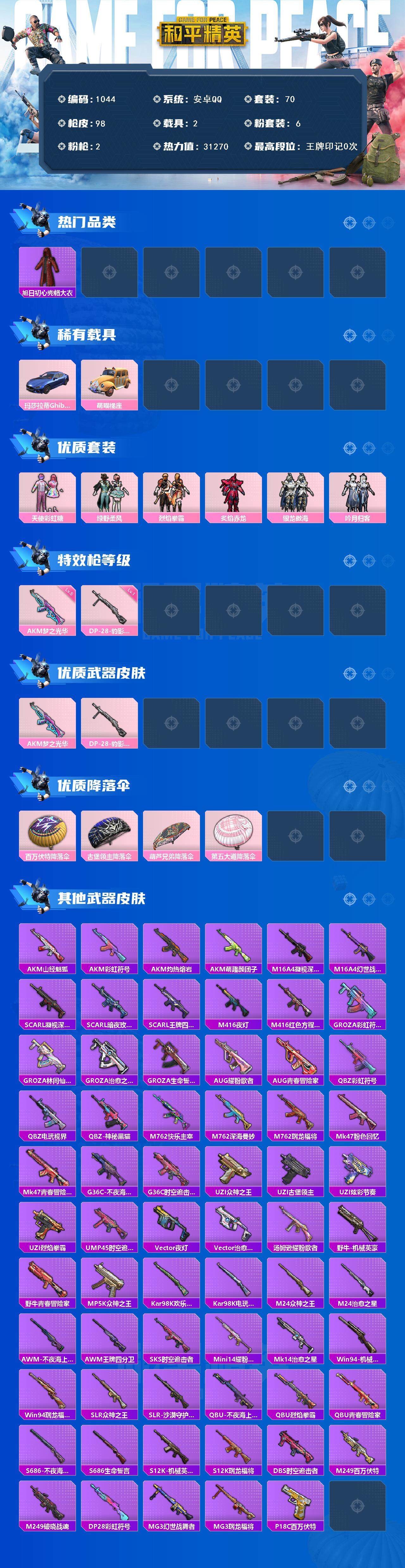 HPCMW3425477和平精英账号详情图2 HPCMW3425477和平精英账号详情图2