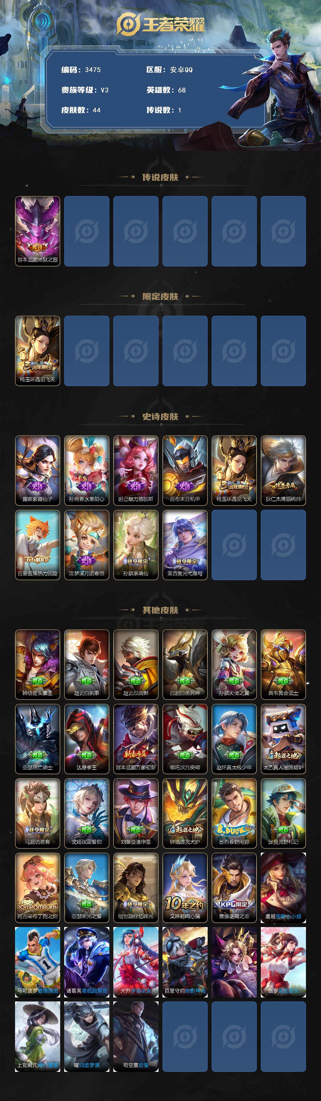 WZJZ3399011王者荣耀账号详情图2