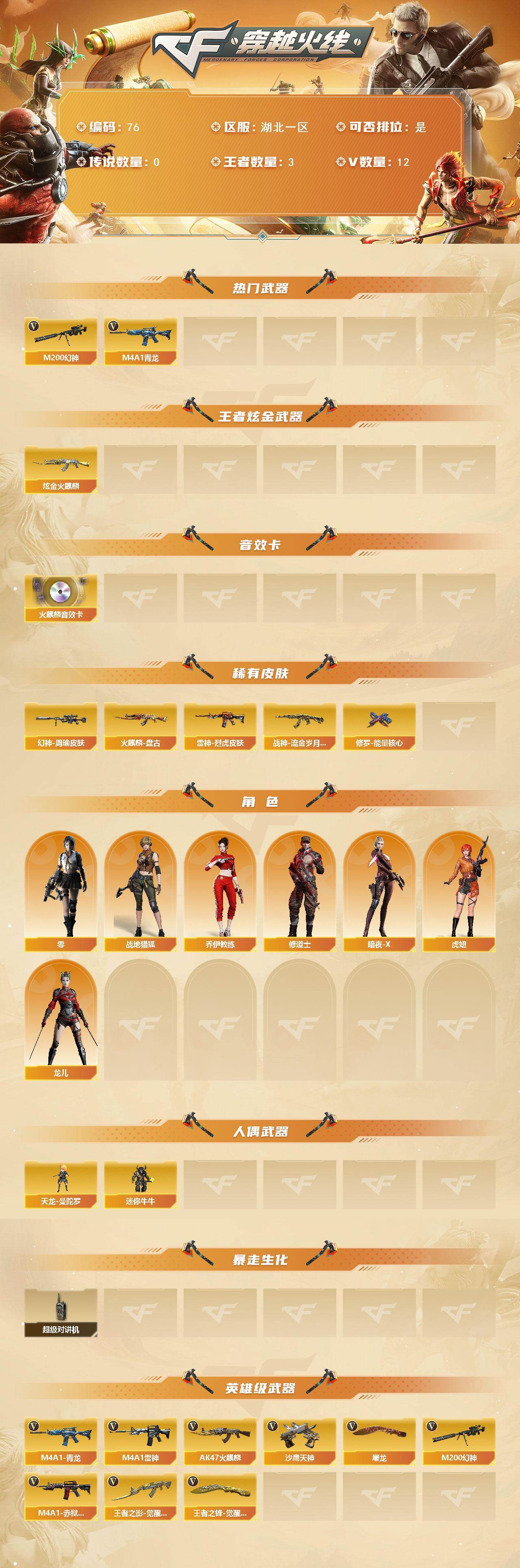 CFCMW421391穿越火线账号详情图2 CFCMW421391穿越火线账号详情图2