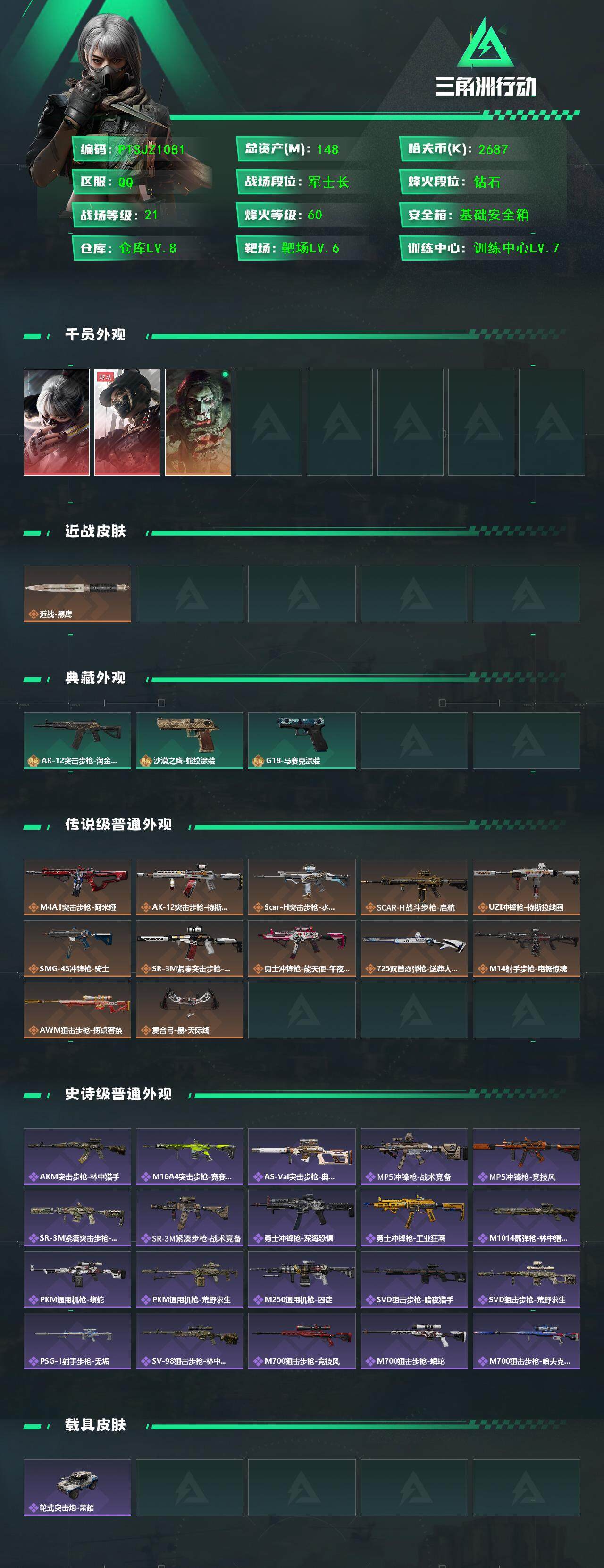 SJZCMW393180三角洲行动账号详情图2