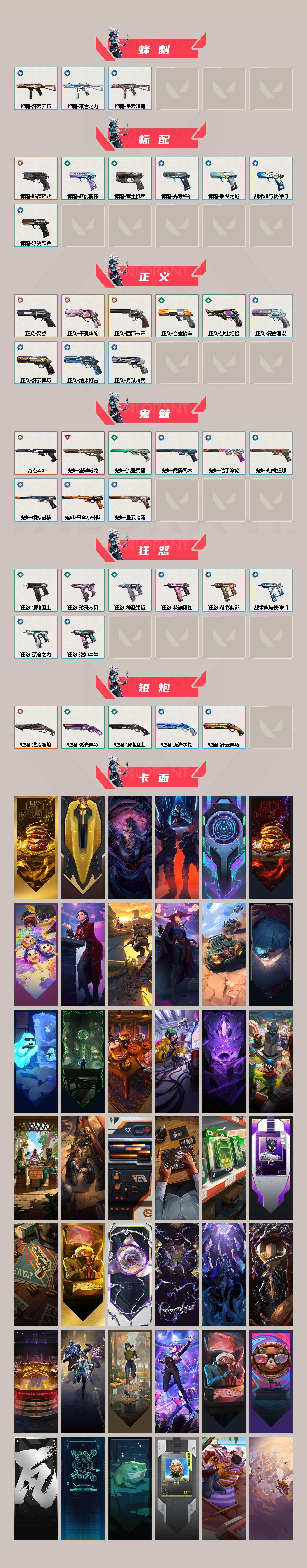 【套装】：2025全球冠军赛套装，2024全球冠军赛套装，2021全球冠军赛套装，VCT 2025 赛季套装，西部未来套装，《双城之战》收藏套装，千灵华绽套装，奇点//2.0套装，黯夜怪谈套装，洪荒