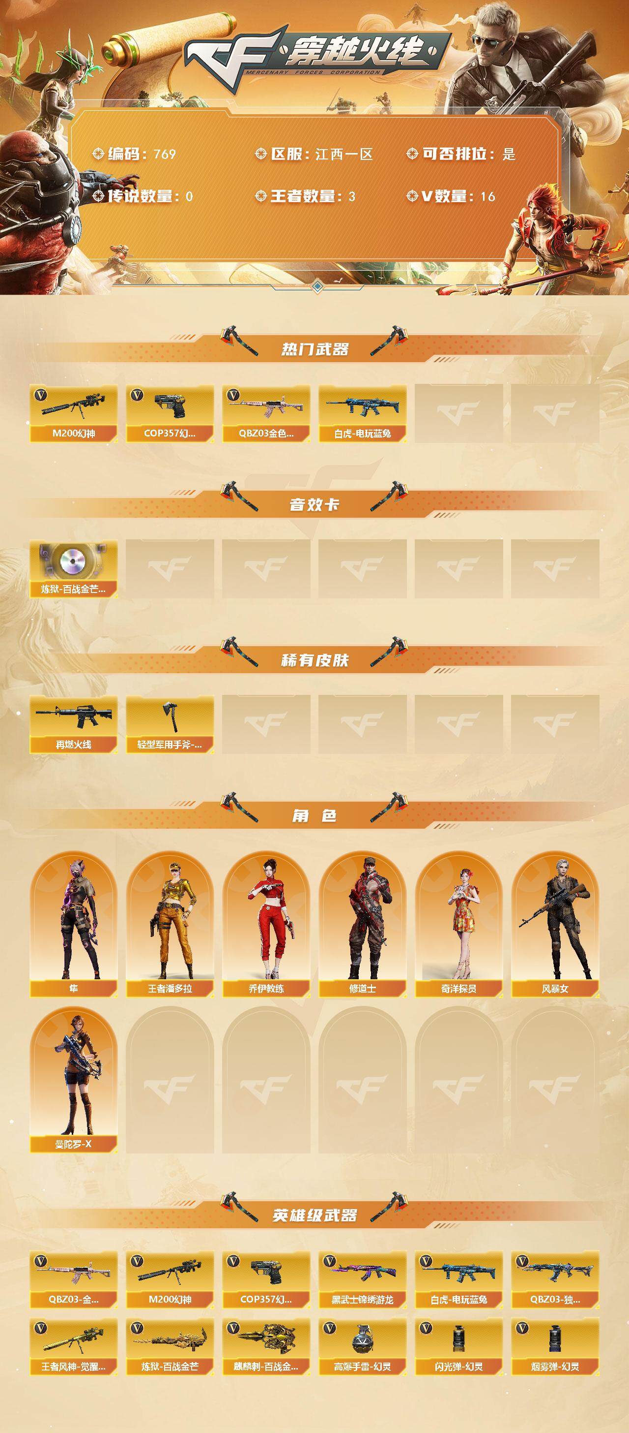 CFLX369083穿越火线账号详情图2 CFLX369083穿越火线账号详情图2