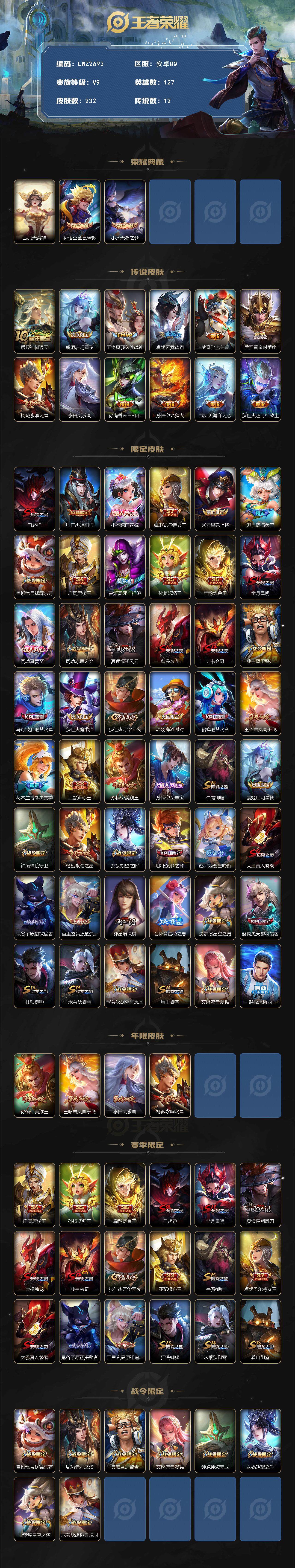 WZLE3402670王者荣耀账号详情图2