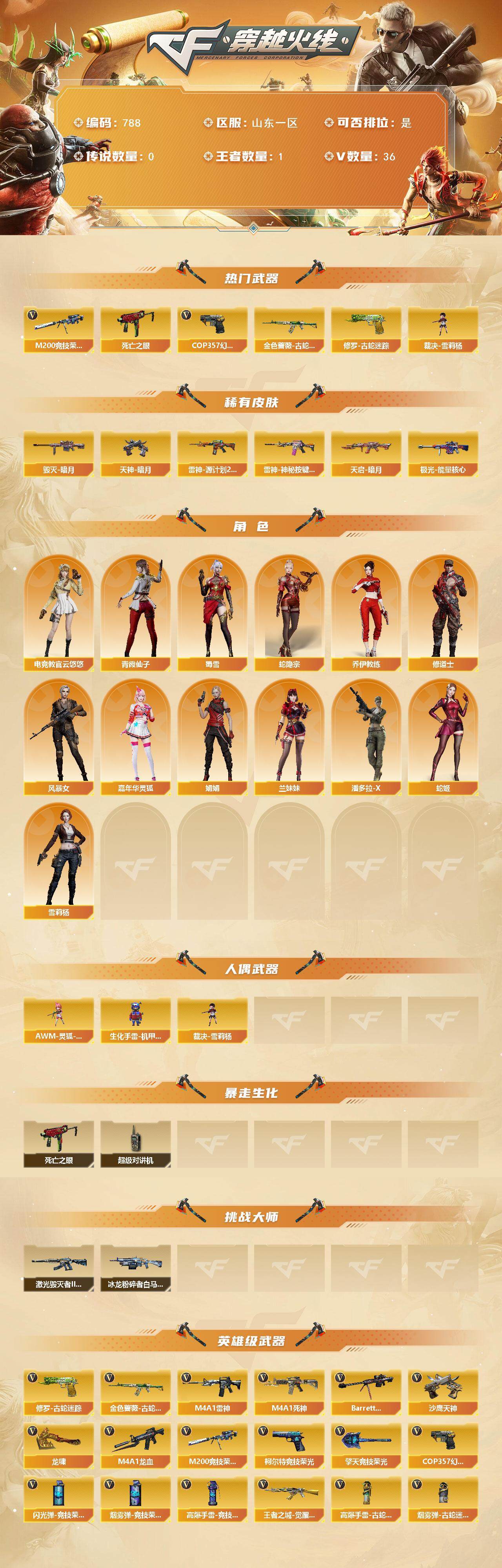 CFCMW370390穿越火线账号详情图2 CFCMW370390穿越火线账号详情图2