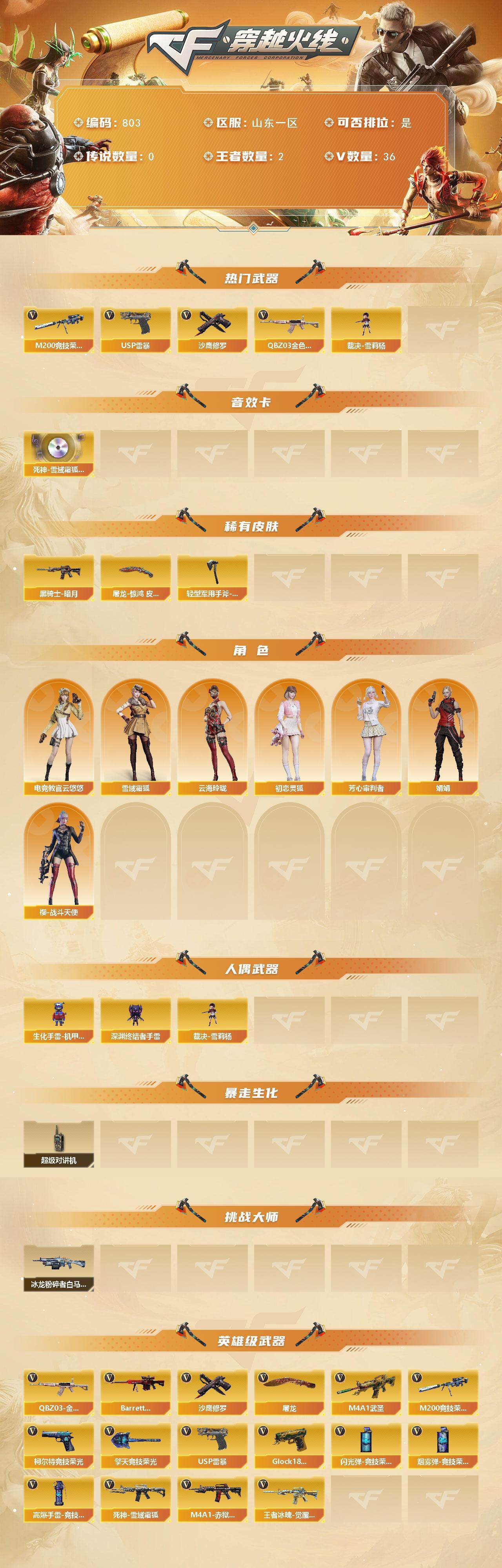 CFCMW370418穿越火线账号详情图2 CFCMW370418穿越火线账号详情图2