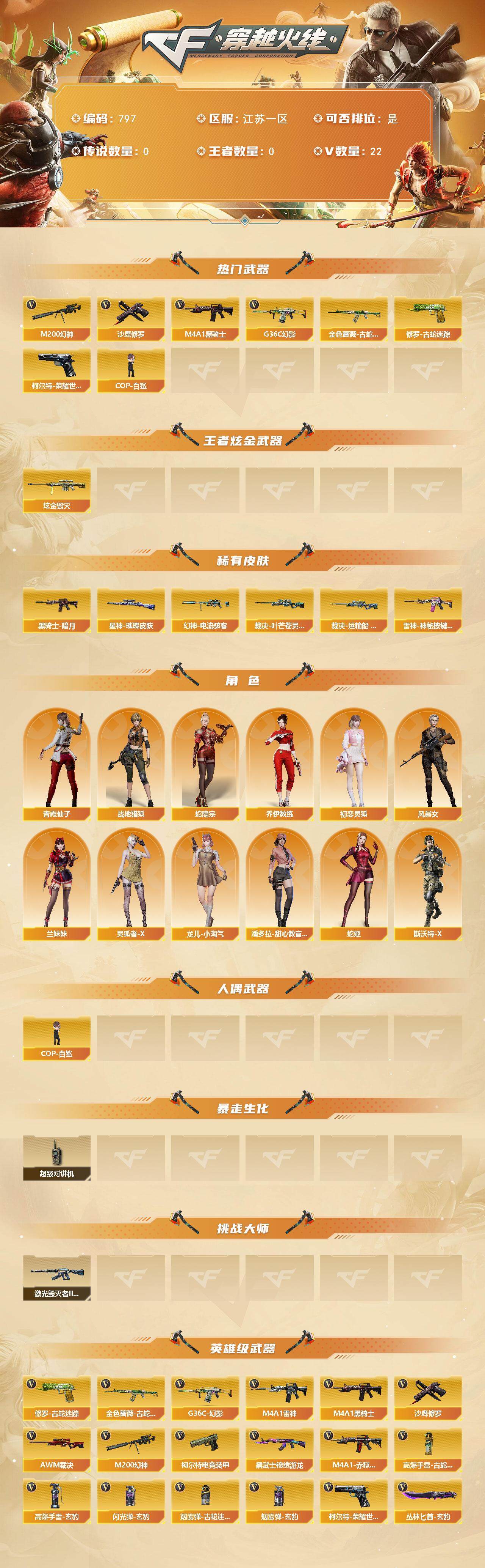 CFCMW370401穿越火线账号详情图2 CFCMW370401穿越火线账号详情图2