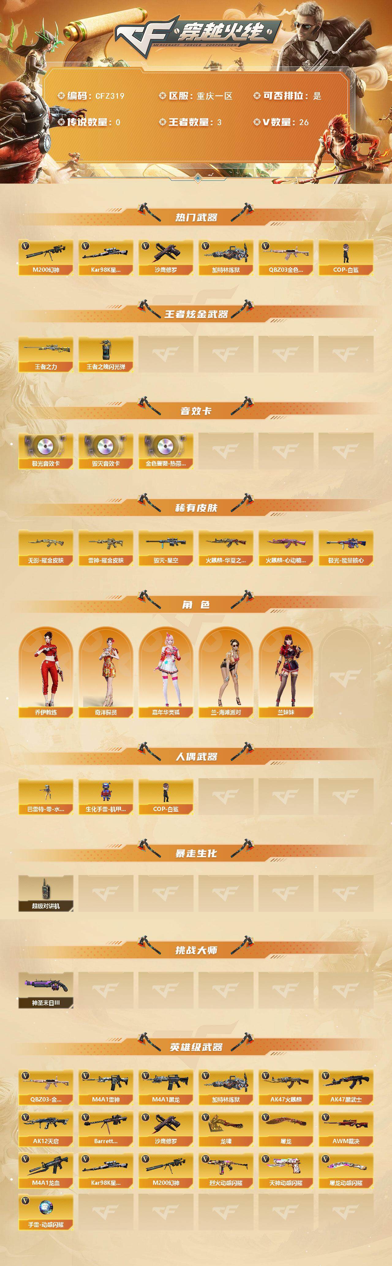 CFEY367902穿越火线账号详情图2 CFEY367902穿越火线账号详情图2