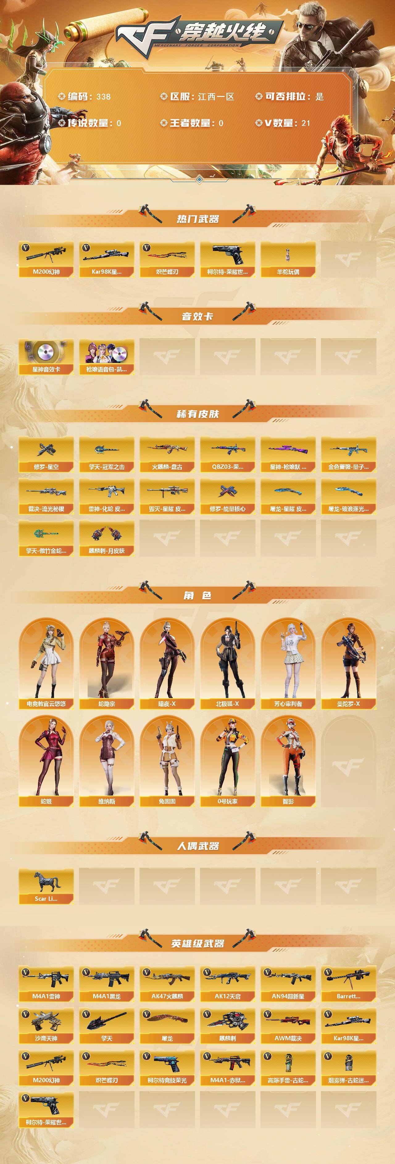 CFFHW369033穿越火线账号详情图2 CFFHW369033穿越火线账号详情图2