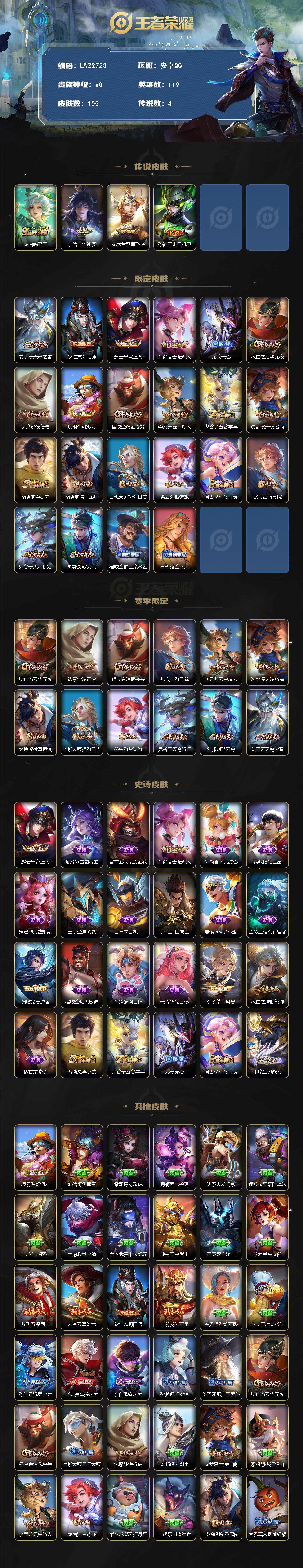 WZLX3415884王者荣耀账号详情图2 WZLX3415884王者荣耀账号详情图2