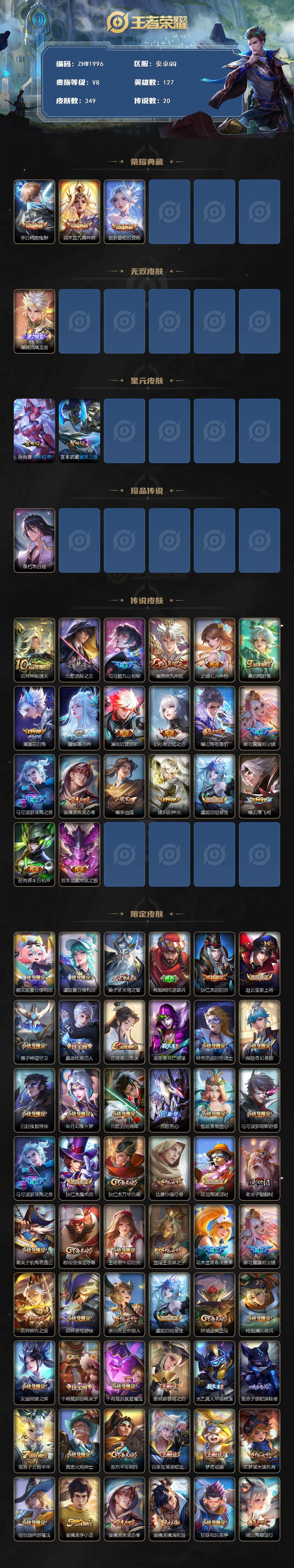 WZLX3431495王者荣耀账号详情图2 WZLX3431495王者荣耀账号详情图2