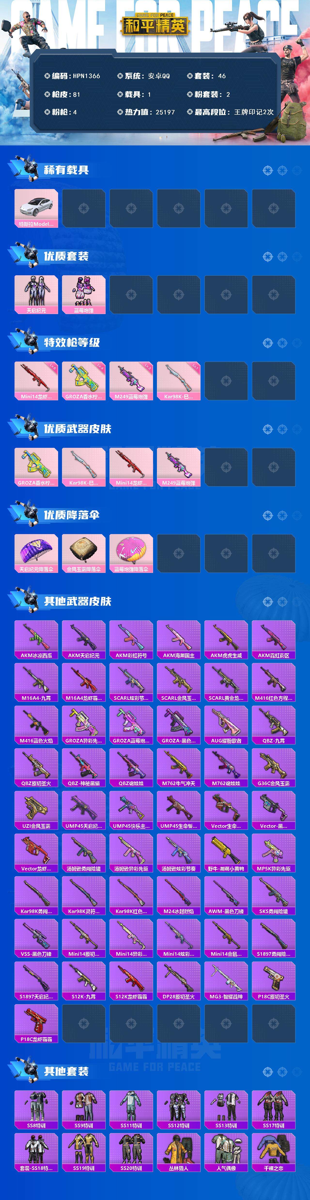 HPCMW3428570和平精英账号详情图2 HPCMW3428570和平精英账号详情图2